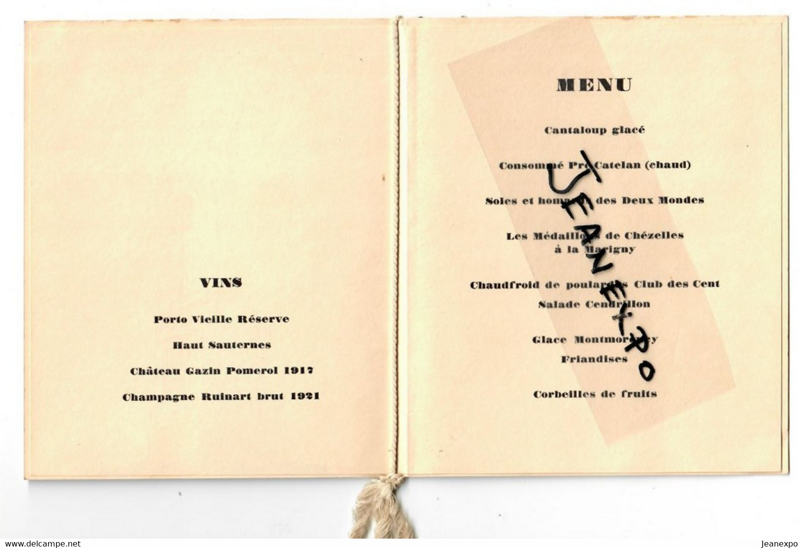 Exposition Universelle Coloniale Paris 1931. Menu Du Banquet Du 6 Juillet 1931 - Documents Historiques