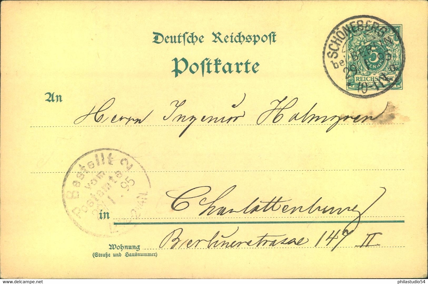 1895, "SCHÖNEBERG Bei BERLIN" Kreisobersegmentstempel Auf 5 Pfg. GSK - Machines à Affranchir (EMA)