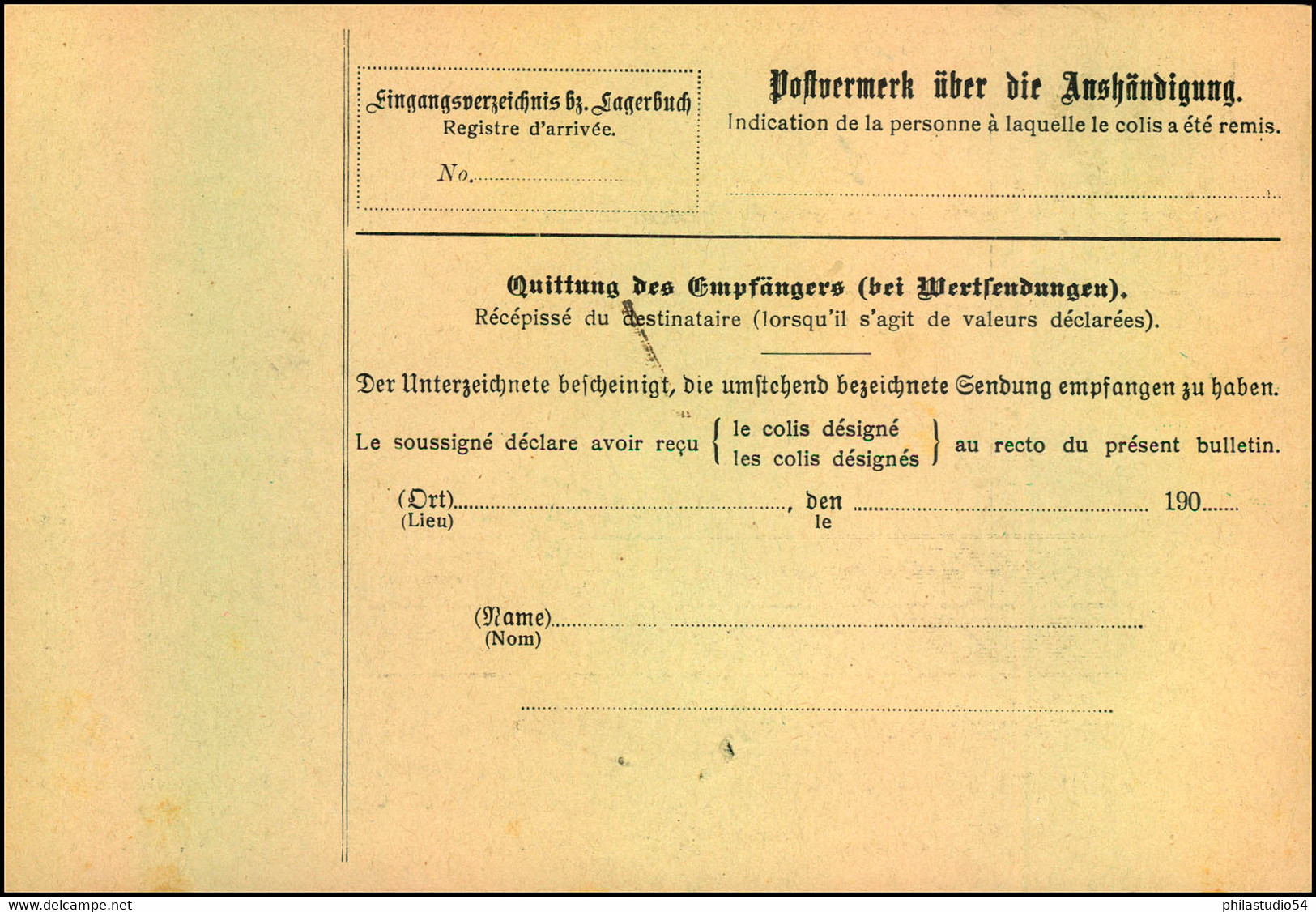 1908: Paketkarte Mit EF 80 Pfg. Wappen Ab MÜNCHEN 37 Nach Basel. Kleines Loch. - Lettres & Documents