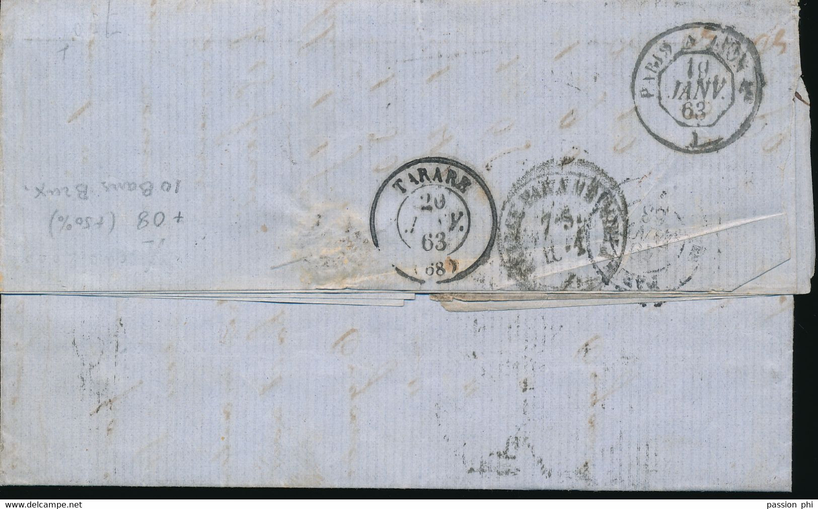 BELGIUM  COB 12 ON COVER FROM BRUSSELS TO FRANCE - 1858-1862 Medaglioni (9/12)