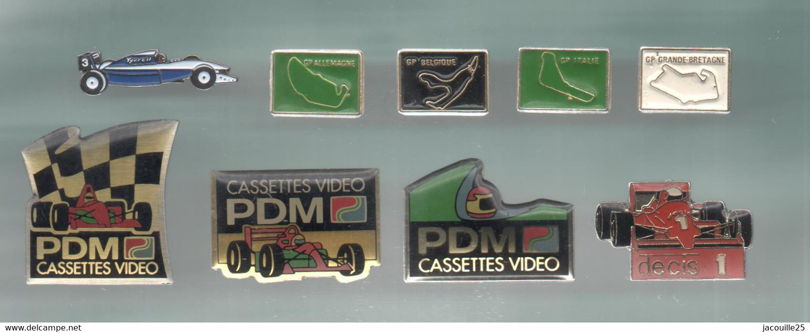 PINS PIN'S  AUTO 611 F1 FORMULE 1 CIRCUIT GRANDE BRETAGNE ALLEMAGNE BELGIQUE ITALIE TYRELL DECIS PPDM LOT 9 PINS - F1