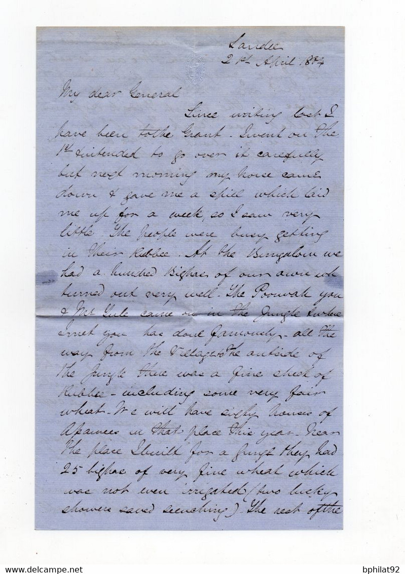 !!! INDE ANGLAISE, LETTRE DE 1863 POUR LONDRES, AVEC TEXTE, AFFRANCH TRICOLORE. ARCHIVE CLARKE - 1858-79 Kolonie Van De Kroon