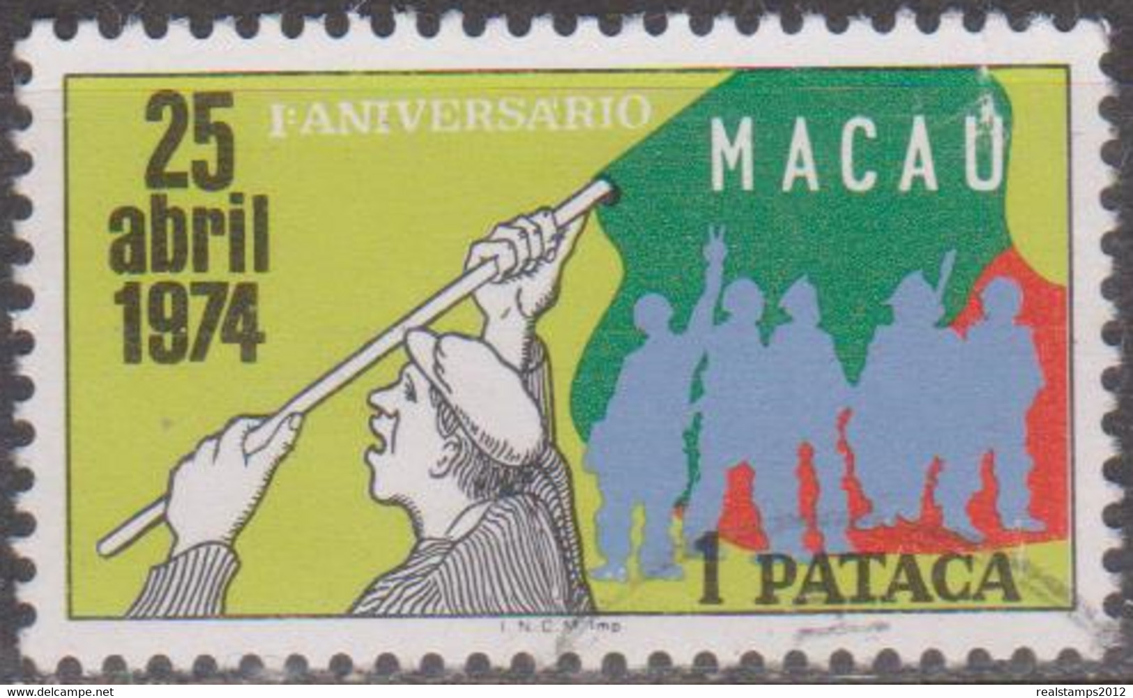 MACAU - 1975,  1.º Aniversário Do 25 De Abril De 1974,  1 P.   D. 12   (o)   MUNDIFIL  Nº 439 - Gebruikt