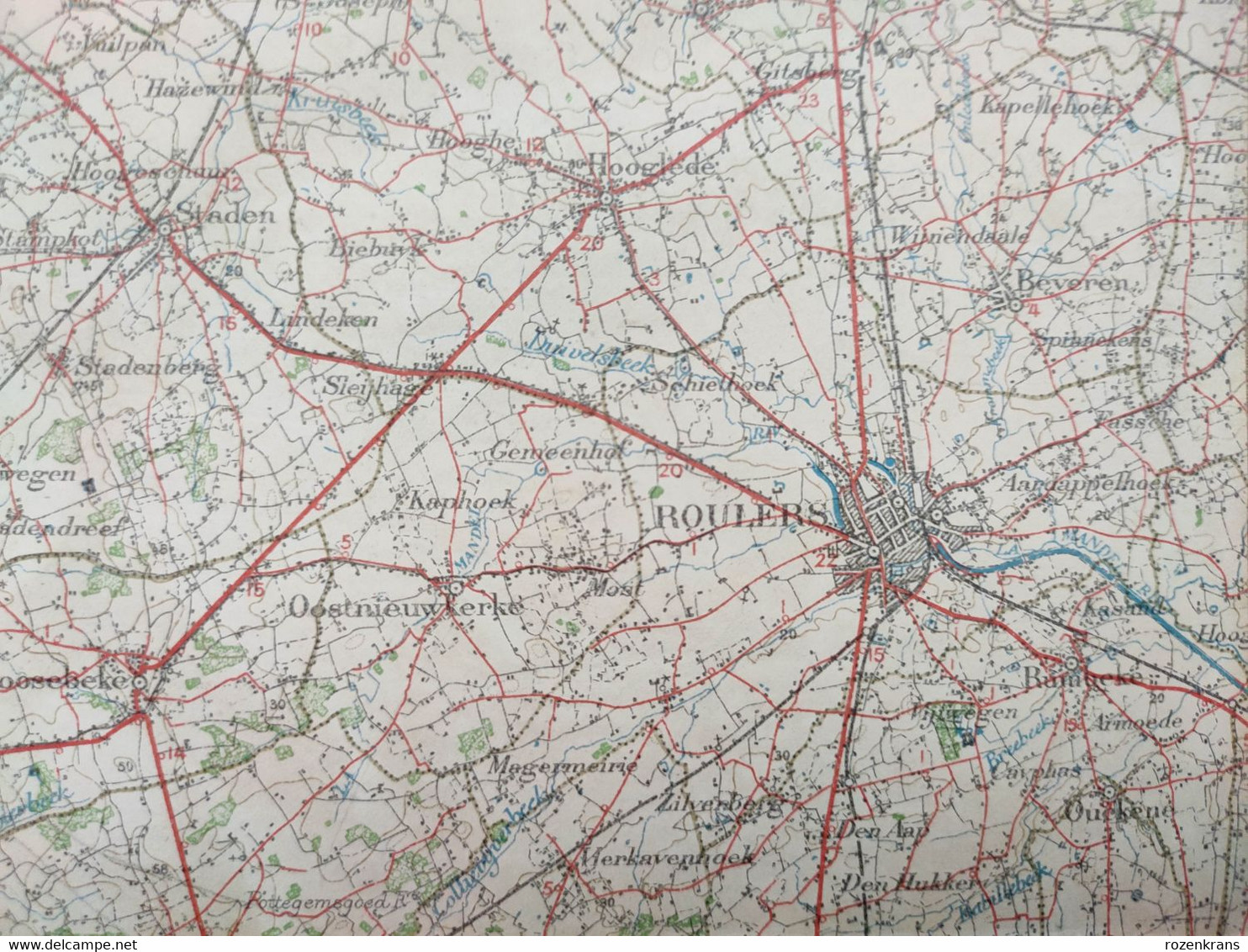 Topografische En Militaire Kaart STAFKAART 1912 Kortrijk Ieper Diksmuide Roeselare Zonnebeke Passendale Langemark Tielt - Cartes Topographiques