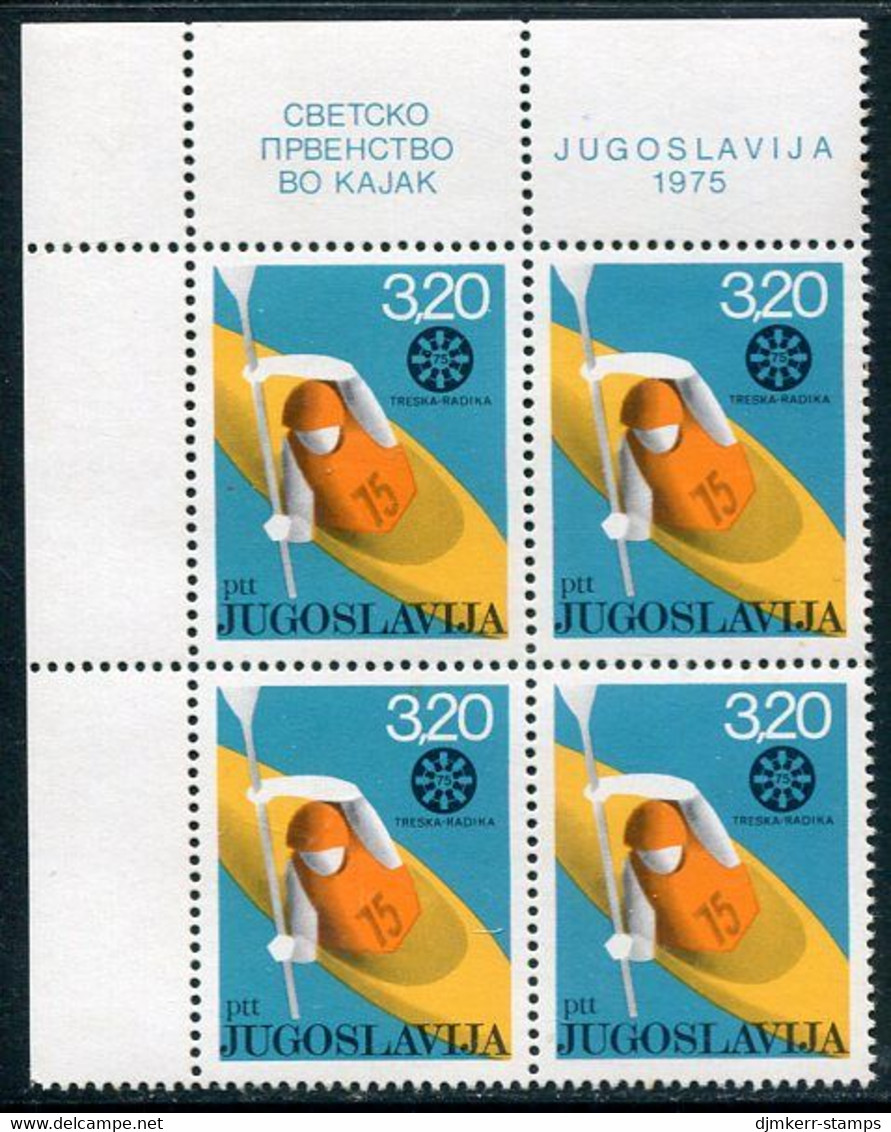 YUGOSLAVIA 1975 Kayak Championship Block Of 4 MNH / **.  Michel 1607 - Unused Stamps