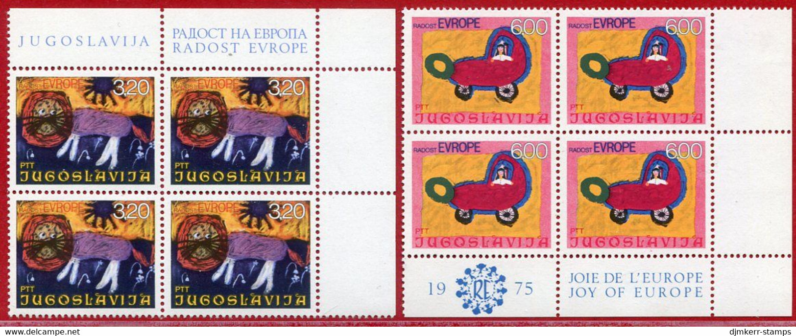 YUGOSLAVIA 1975 Joy Of Europe Chilren's Meeting Blocks Of 4 MNH / **.  Michel 1615-16 - Unused Stamps
