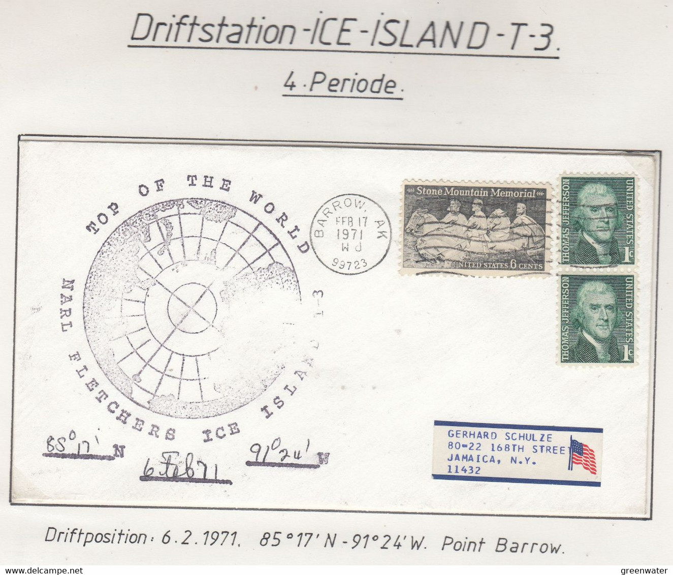 USA Driftstation ICE-ISLAND T-3 Cover Fletcher's Ice Island T-3 Periode 4 Ca FED 17 1971 (DR135) - Stations Scientifiques & Stations Dérivantes Arctiques