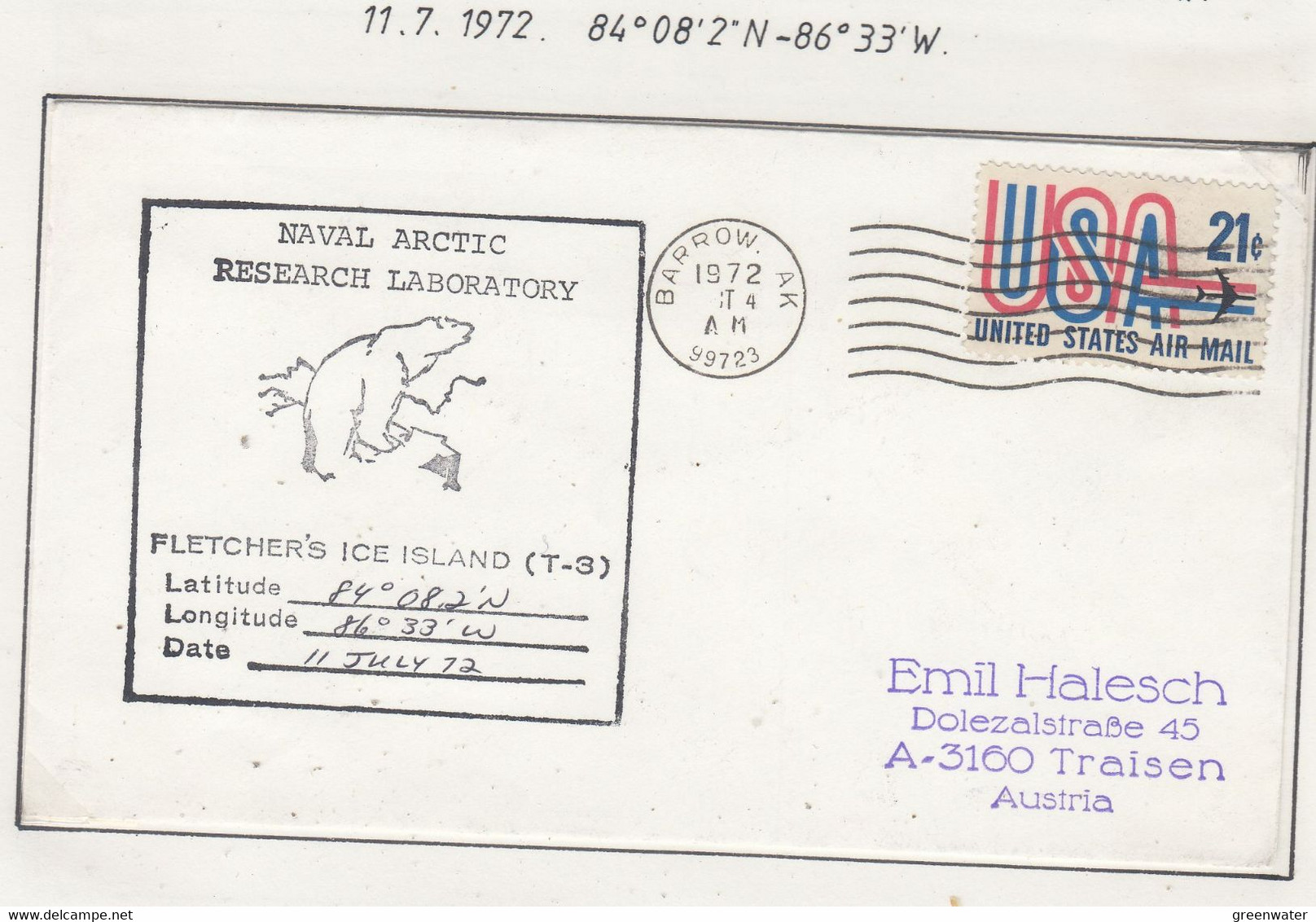 USA Driftstation ICE-ISLAND T-3 Cover Fletcher's Ice Island T-3 Periode 4 Ca  OCT 4 1972 (DR137C) - Stations Scientifiques & Stations Dérivantes Arctiques