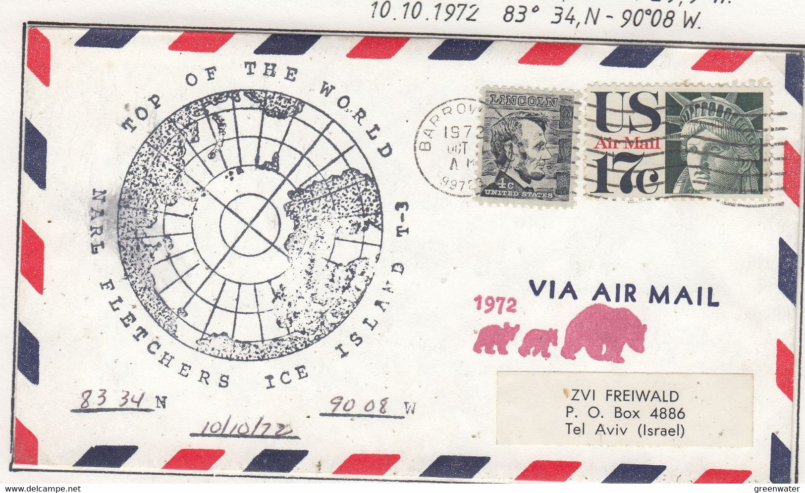 USA Driftstation ICE-ISLAND T-3 Cover Fletcher's Ice Island T-3 Periode 4 Ca  OCT 14 1972 (DR138A) - Estaciones Científicas Y Estaciones Del Ártico A La Deriva