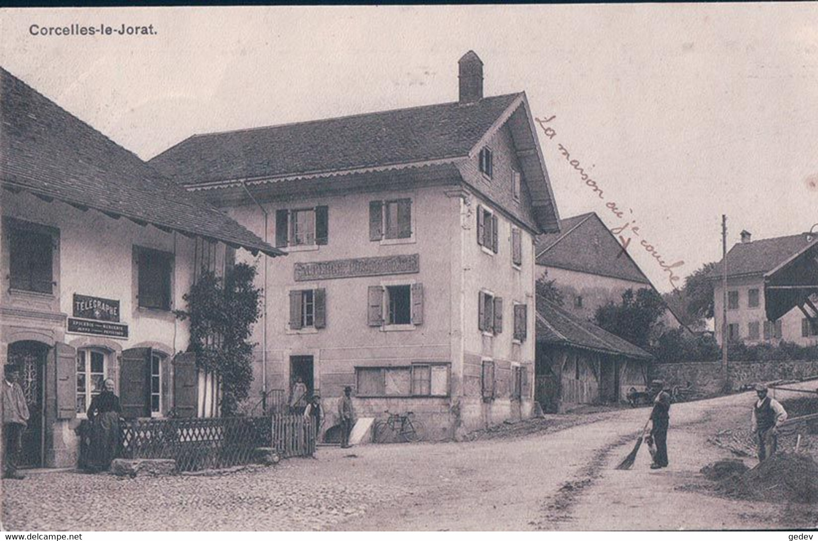 Corcelles Le Jorat, Auberge Communale, Télégraphe Et Epicerie (22.10.1909) - Jorat-Mézières