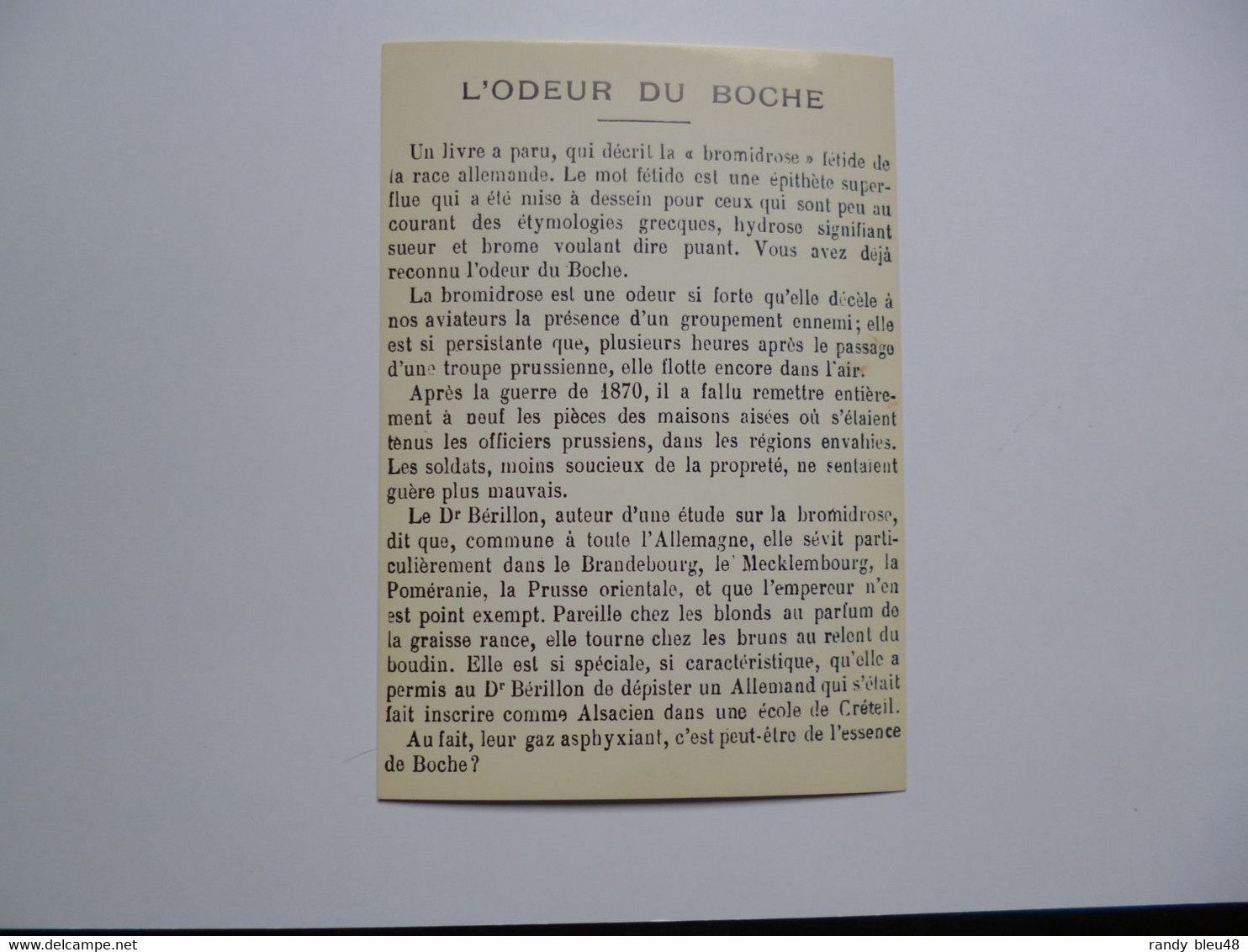 Les Dossiers De La Désopilence  -  L'Odeur Du Boche - Satirical