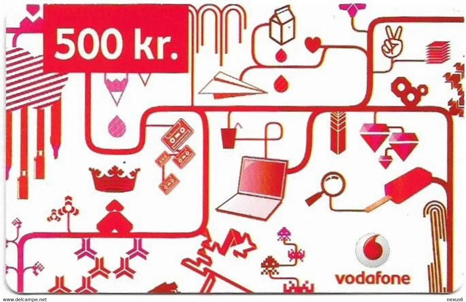 Iceland - Vodafone - Various Objects (Red), Exp.19.03.2011, GSM Refill 500Kr, Used - Islande