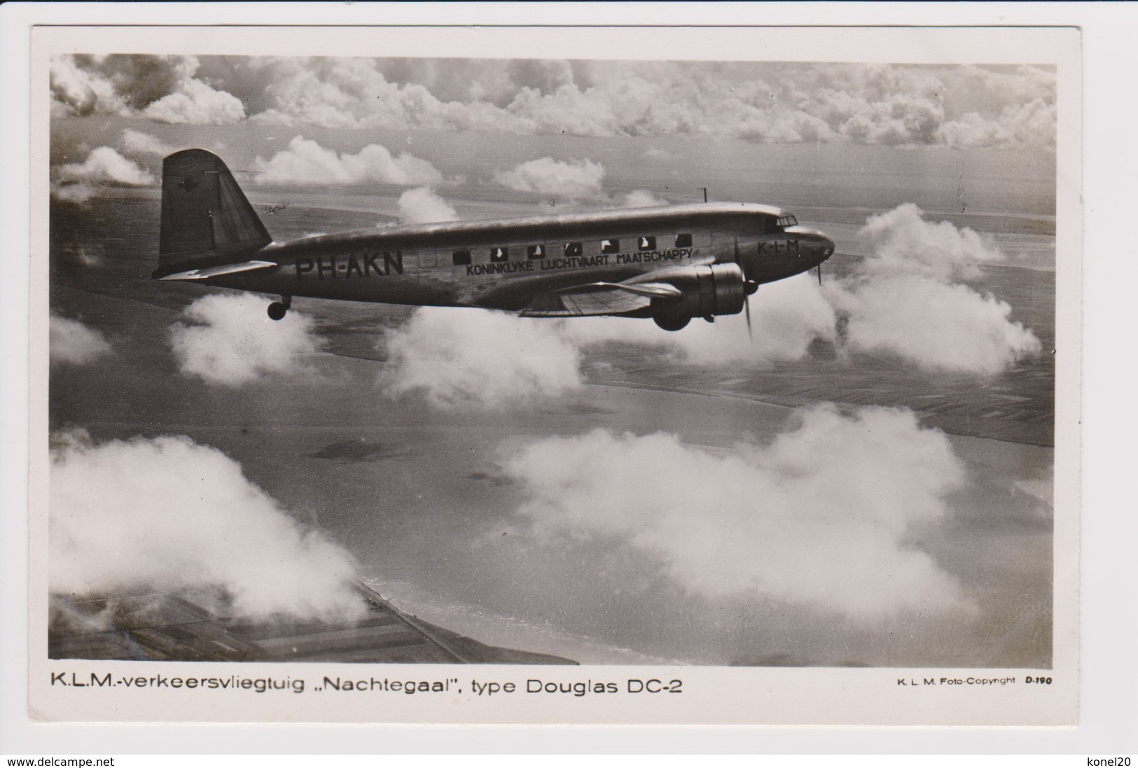 Vintage Rppc KLM K.L.M Royal Dutch Airlines Douglas Dc-2 Named "FLAMINGO" Aircraft - 1919-1938: Entre Guerres