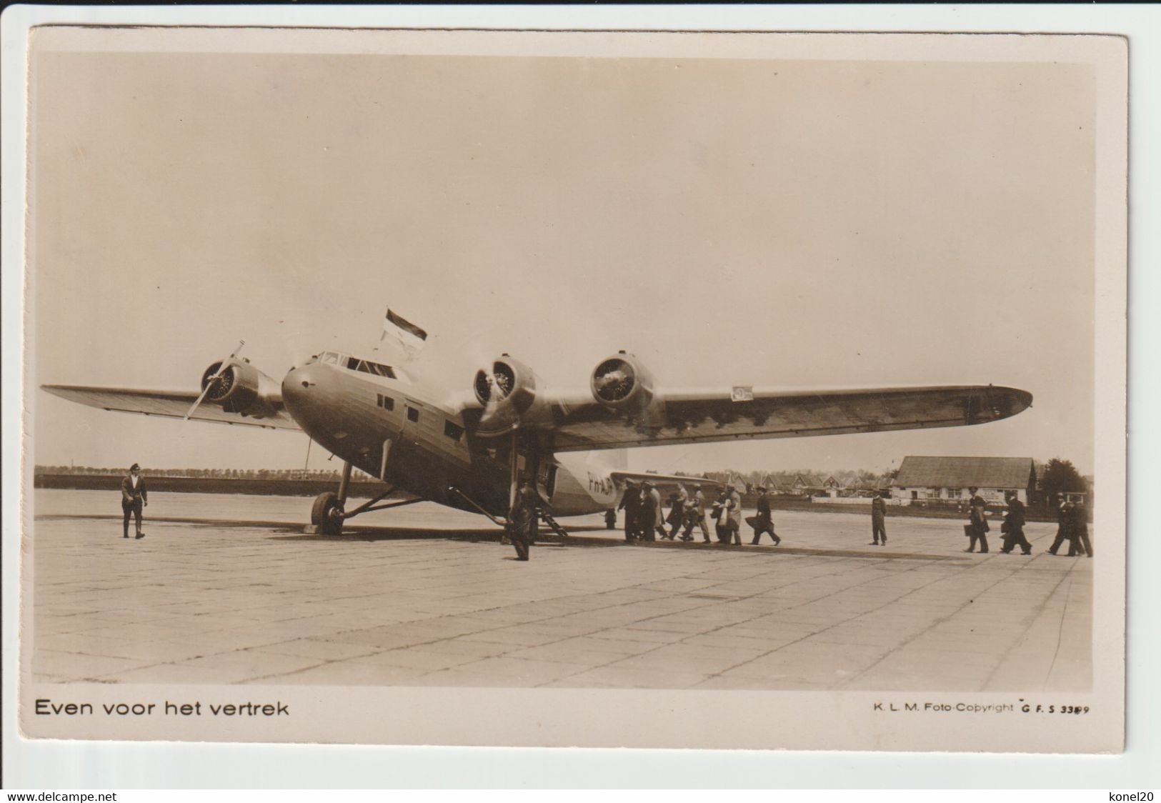 Vintage Rppc KLM K.L.M. Royal Dutch Airlines Fokker F-22 Aircraft @ Vliegveld Schiphol Amsterdam Airport - 1919-1938: Entre Guerres