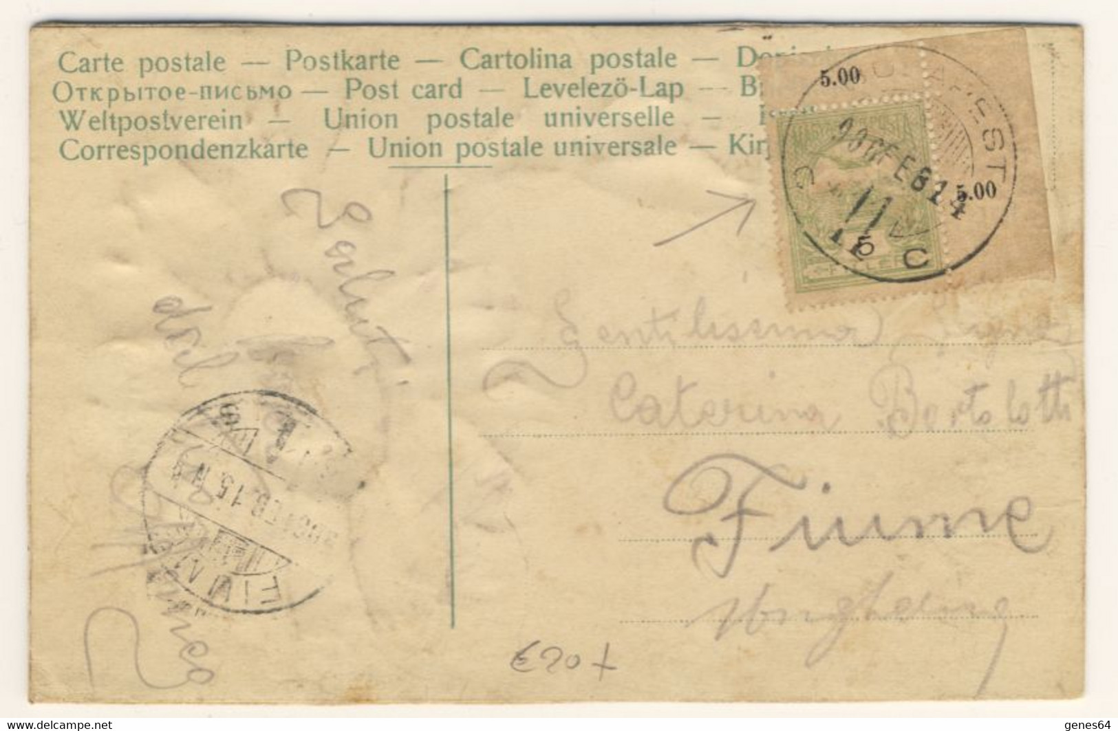 Da Budapest Per Fiume Il 14/02/1890 Con 5 Filler Angolo Di Foglio - Postmark Collection