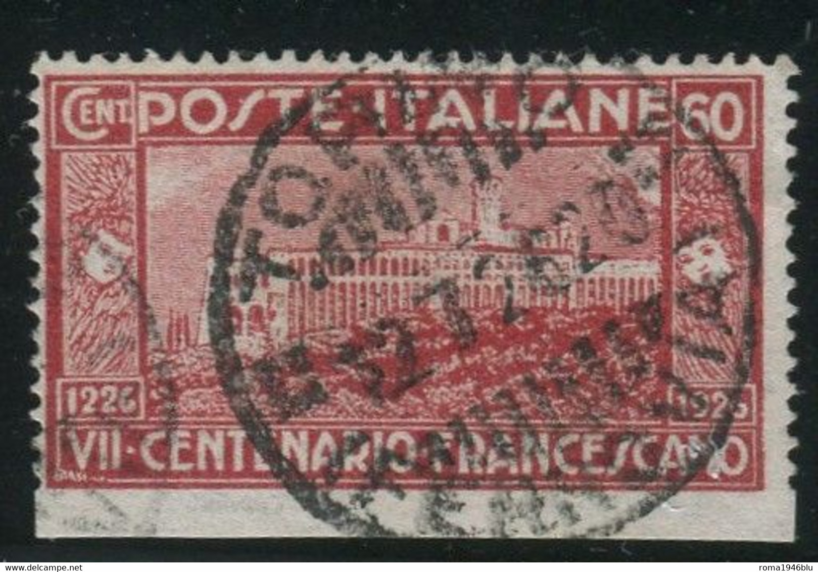 REGNO 1926 S. FRANCESCO 60 C. N.D. IN BASSO USATO SASSONE N. 195ea F.TO DIENA - Used