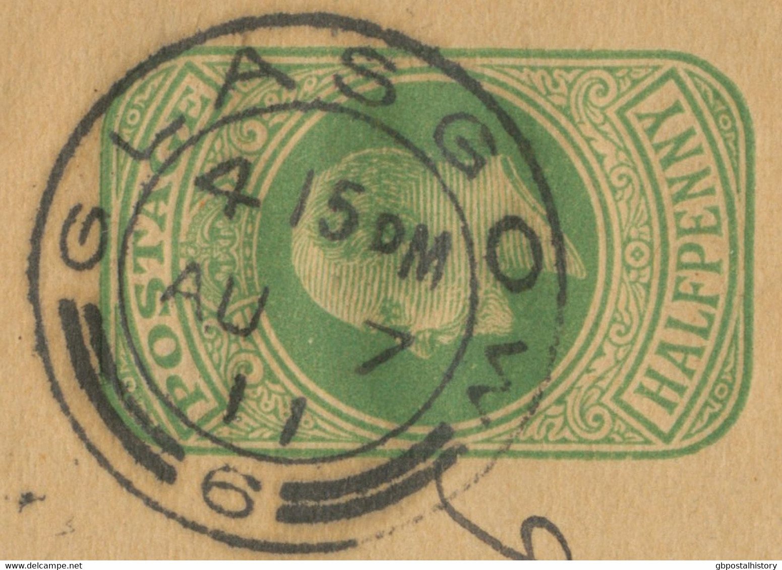 GB „GLASGOW / 6“ SCOTTISH DOUBLE CIRCLES (DOUBLE ARC TYPES 25mm – Small Type) Superb EVII 1/2d Postal Stationery Wrapper - Brieven En Documenten