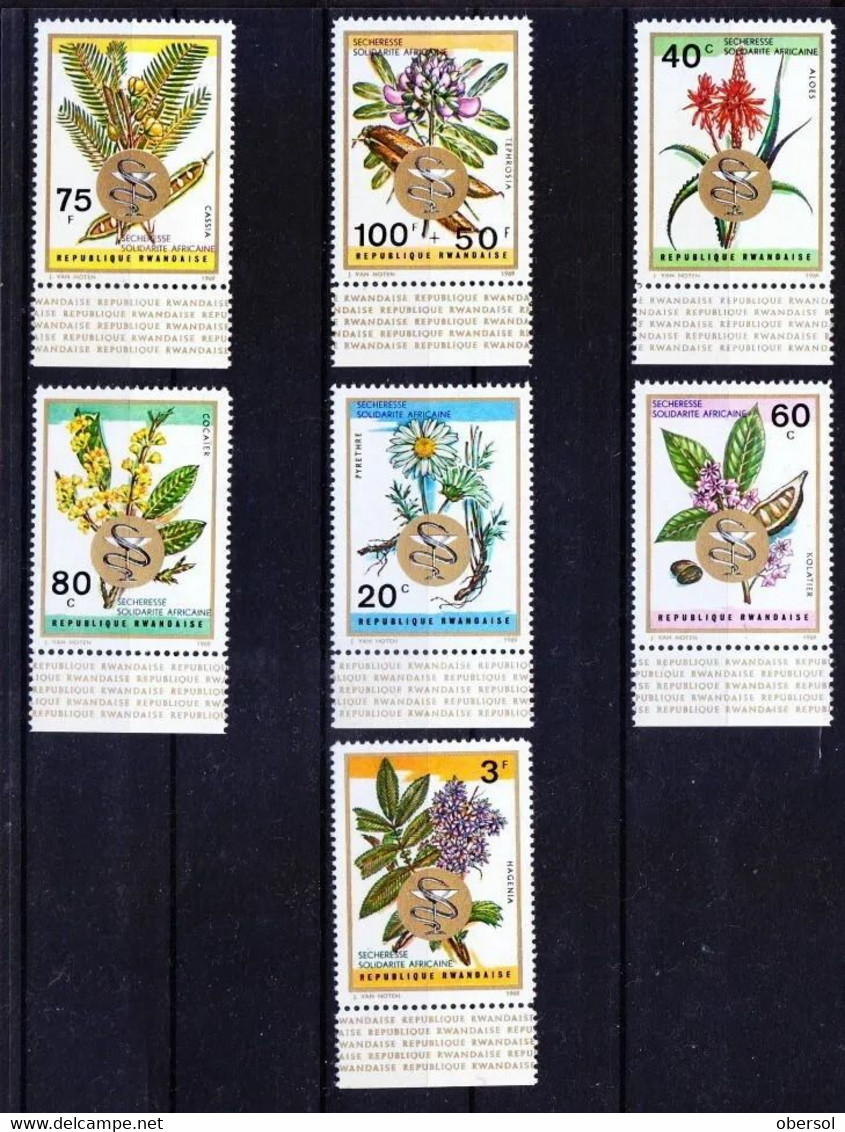 Rwanda 1976 Medicine Flowers Complete Set 7v MNH - 1970-1979