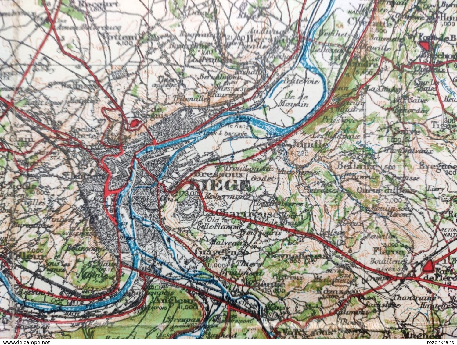 Carte Topographique Militaire UK War Office 1919 World War 1 WW1 Liege Verviers Huy Hasselt Maastricht Tongeren Diest - Topographische Karten