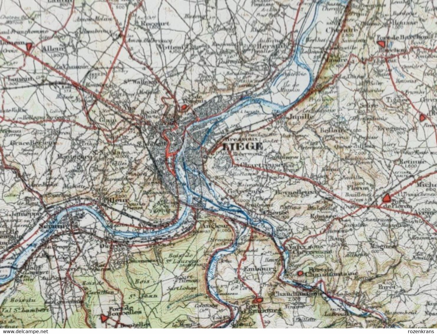 Carte Topographique Militaire UK War Office 1919 World War 1 WW1 Liege Verviers Huy Hasselt Maastricht Tongeren Diest - Topographical Maps