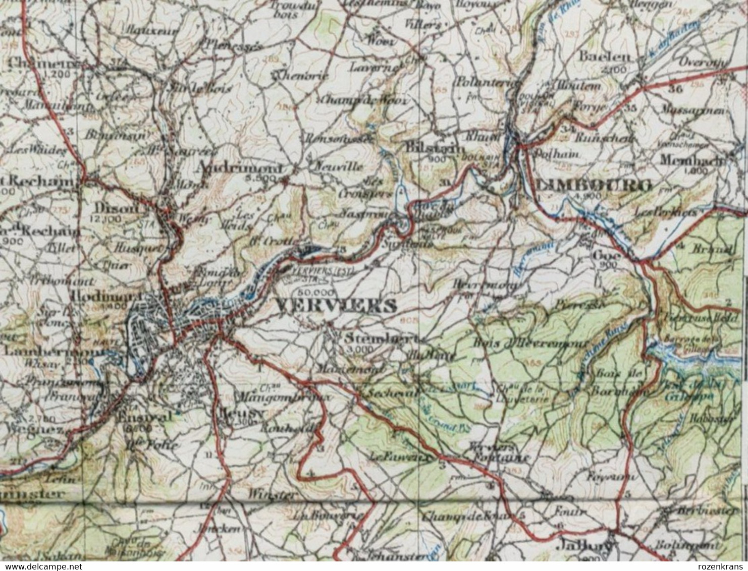 Carte Topographique Militaire UK War Office 1919 World War 1 WW1 Liege Verviers Huy Hasselt Maastricht Tongeren Diest - Topographical Maps