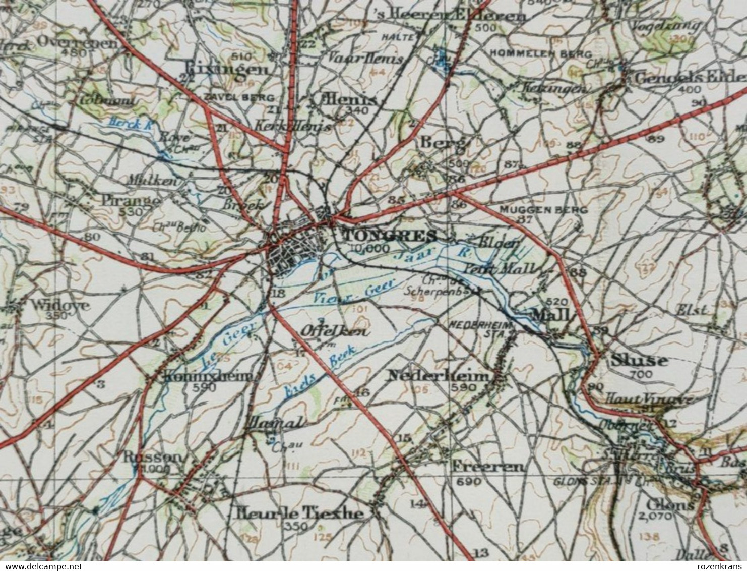 Carte Topographique Militaire UK War Office 1919 World War 1 WW1 Liege Verviers Huy Hasselt Maastricht Tongeren Diest