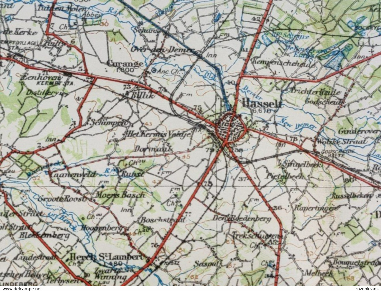 Carte Topographique Militaire UK War Office 1919 World War 1 WW1 Liege Verviers Huy Hasselt Maastricht Tongeren Diest