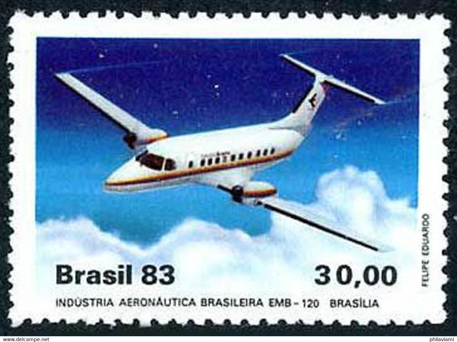 Brésil Brazil Brasilien Brasil 1983 Embraer Brasilia (Yvert 1618, Michel 1992, St Gibbons 2035) - Flugzeuge
