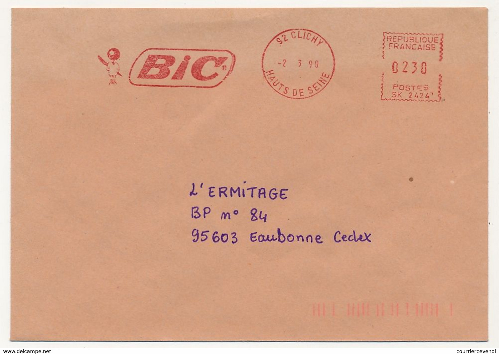 FRANCE - Env. EMA De 92 Clichy - 1990 - BIC - EMA (Print Machine)