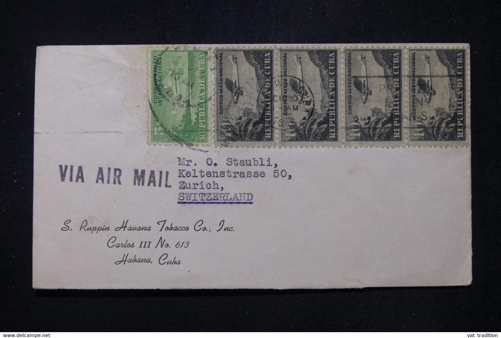 CUBA  - Enveloppe De Habana Pour La Suisse Par Avion En 1946 - L 111676 - Brieven En Documenten
