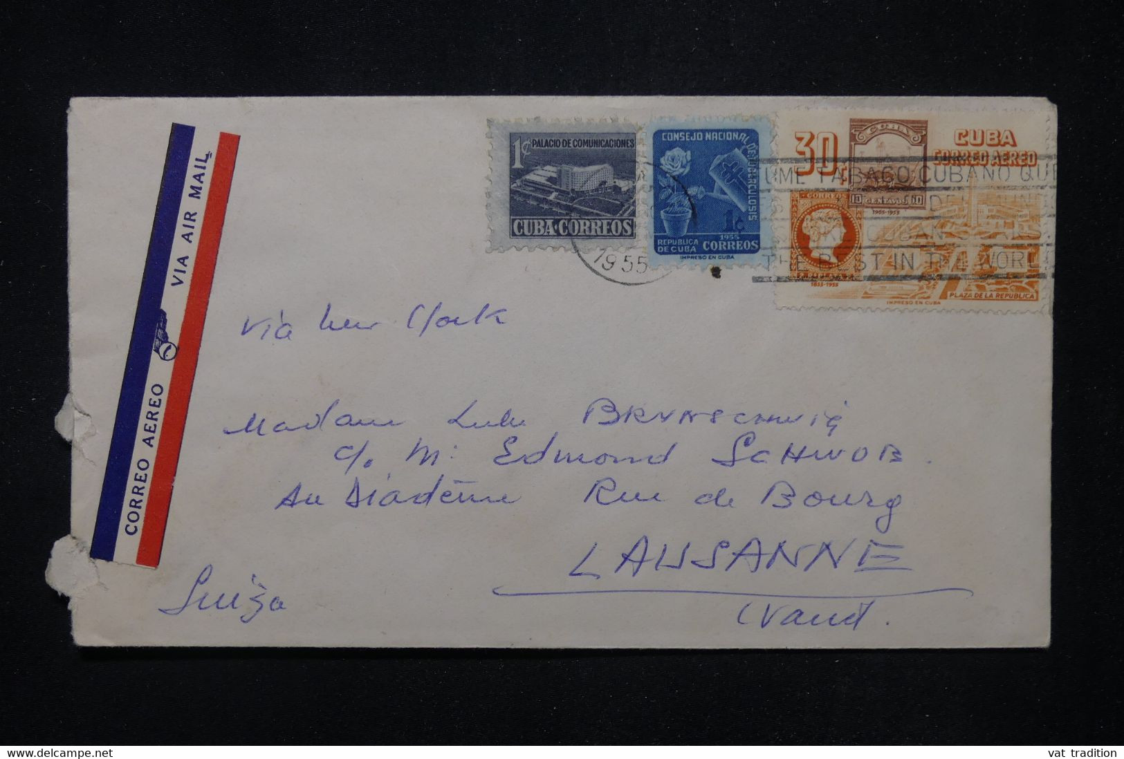 CUBA  - Enveloppe De Habana Pour La Suisse En 1955  - L 111685 - Briefe U. Dokumente