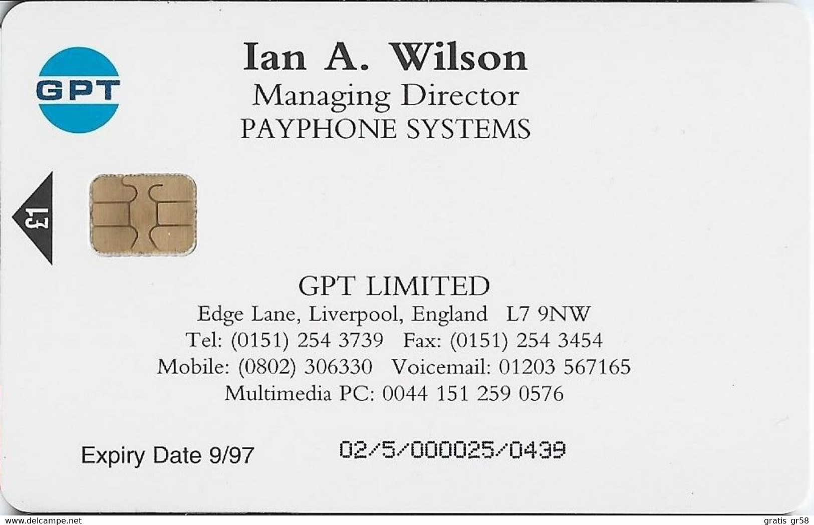 United Kingdom - PRO007A, GPT, Ian A. Wilson, 1 £, 1000ex, Smartcard, Matt Finish, Mint - BT Promozionali