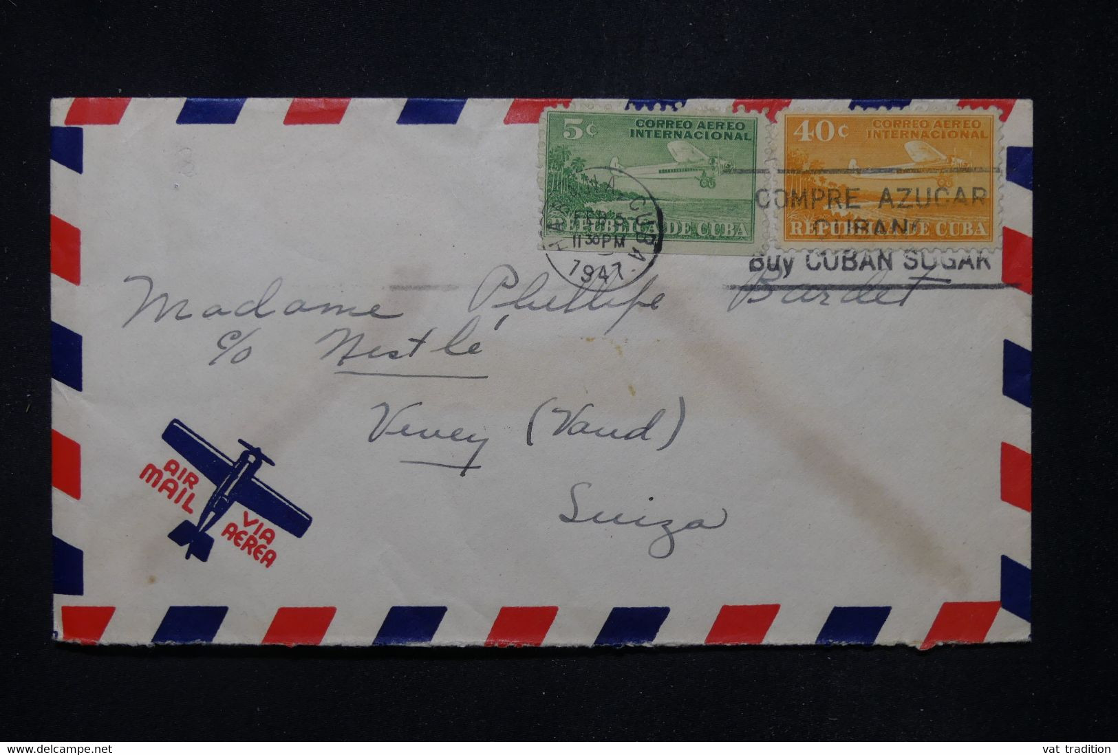 CUBA - Enveloppe De Habana Pour La Suisse En 1947 - L 111697 - Brieven En Documenten