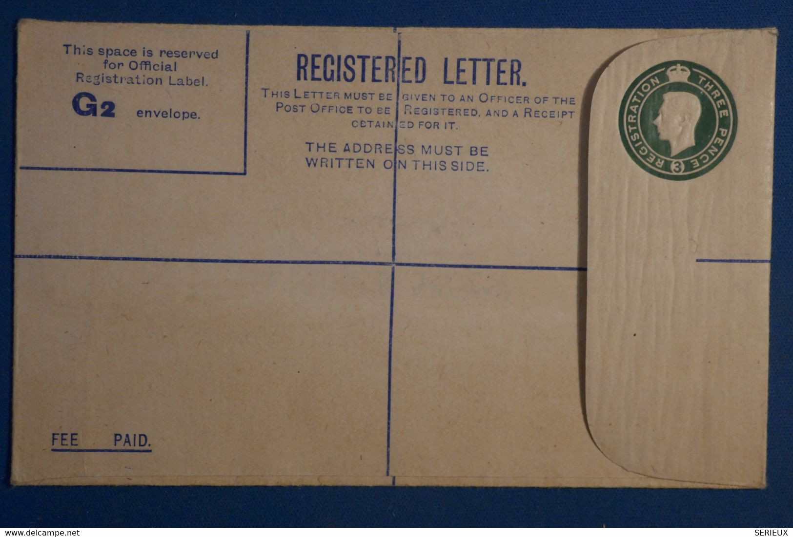 AJ3 GRANDE BRETAGNE  BELLE LETTRE ENTIER RECOM.  1935 ++++ NON VOYAGEE - Covers & Documents