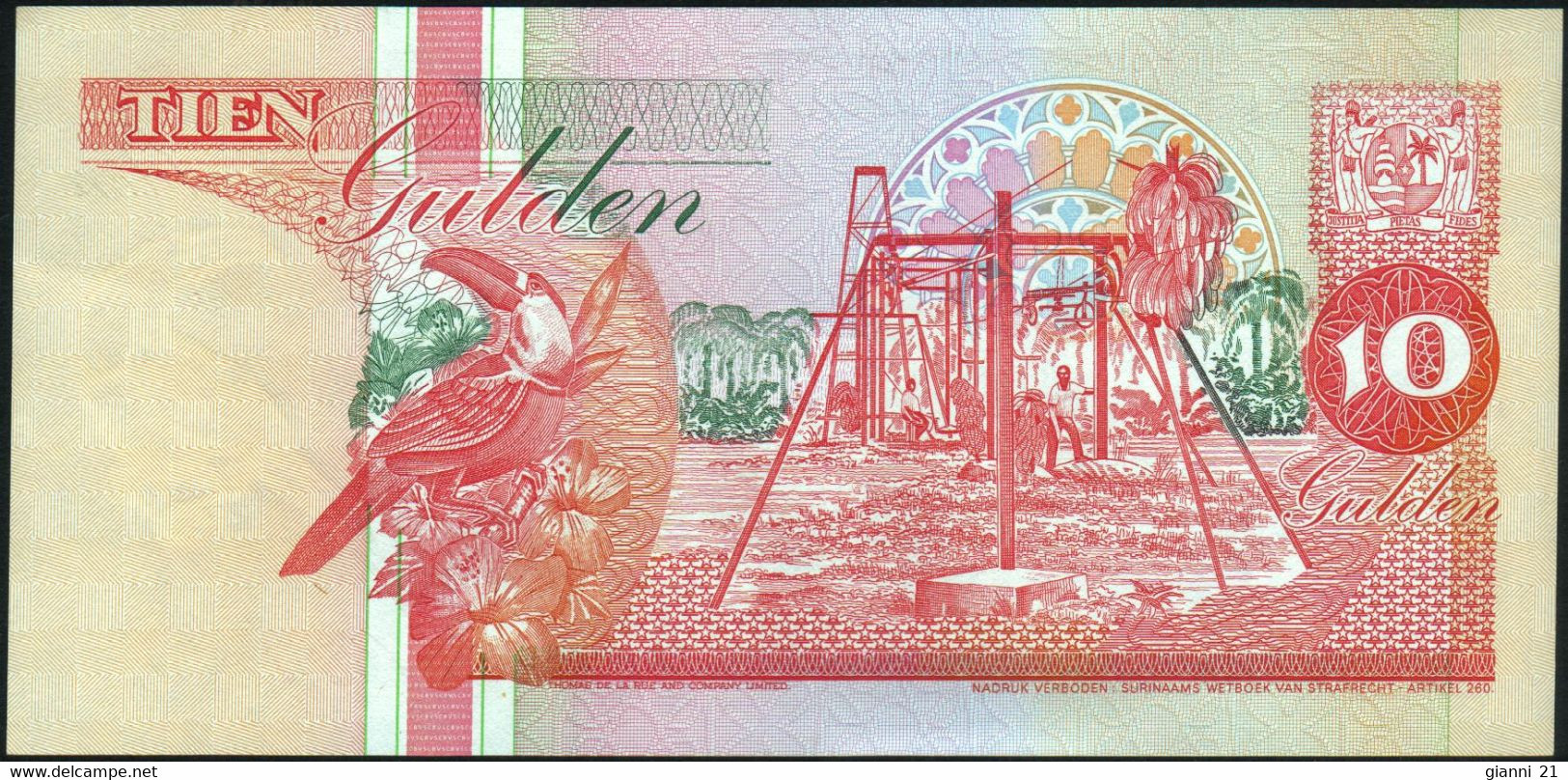 ♛ SURINAME - 10 Gulden 01.12.1996 AU-UNC P.137 B - Surinam