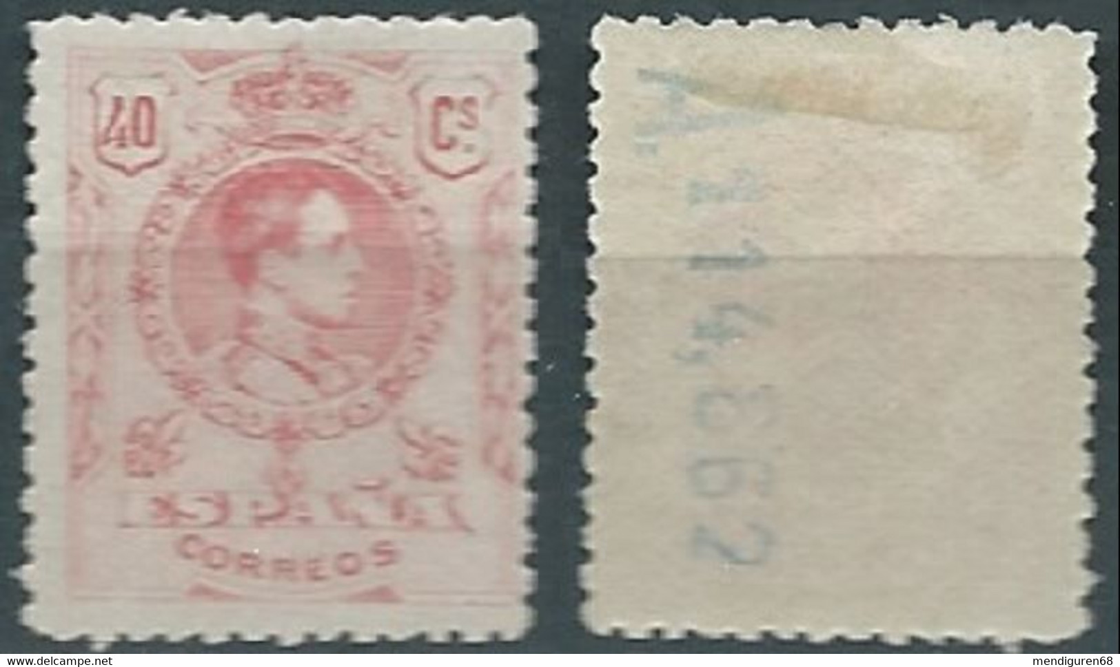 ESPAGNE ESPAÑA SPANIEN SPAIN ESPAÑA 1909-22 KING ALFONSO XIII MEDALLÓ40CTS ROSE USED ED 276 YT 250 MI 238 SG 338 SC 313 - Nuevos