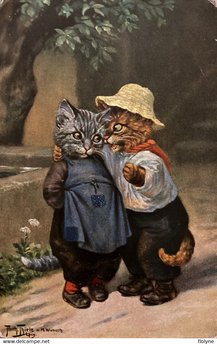 Arthur THIELE - Cpa Illustrateur - Chats Humanisés - N M Wunsch - Cat Katze - Thiele, Arthur