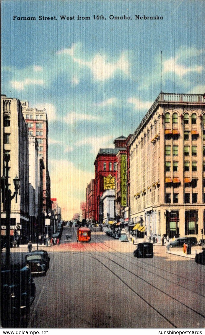 Nebraska Omaha Trolley On Farnam Street West From 14th - Omaha