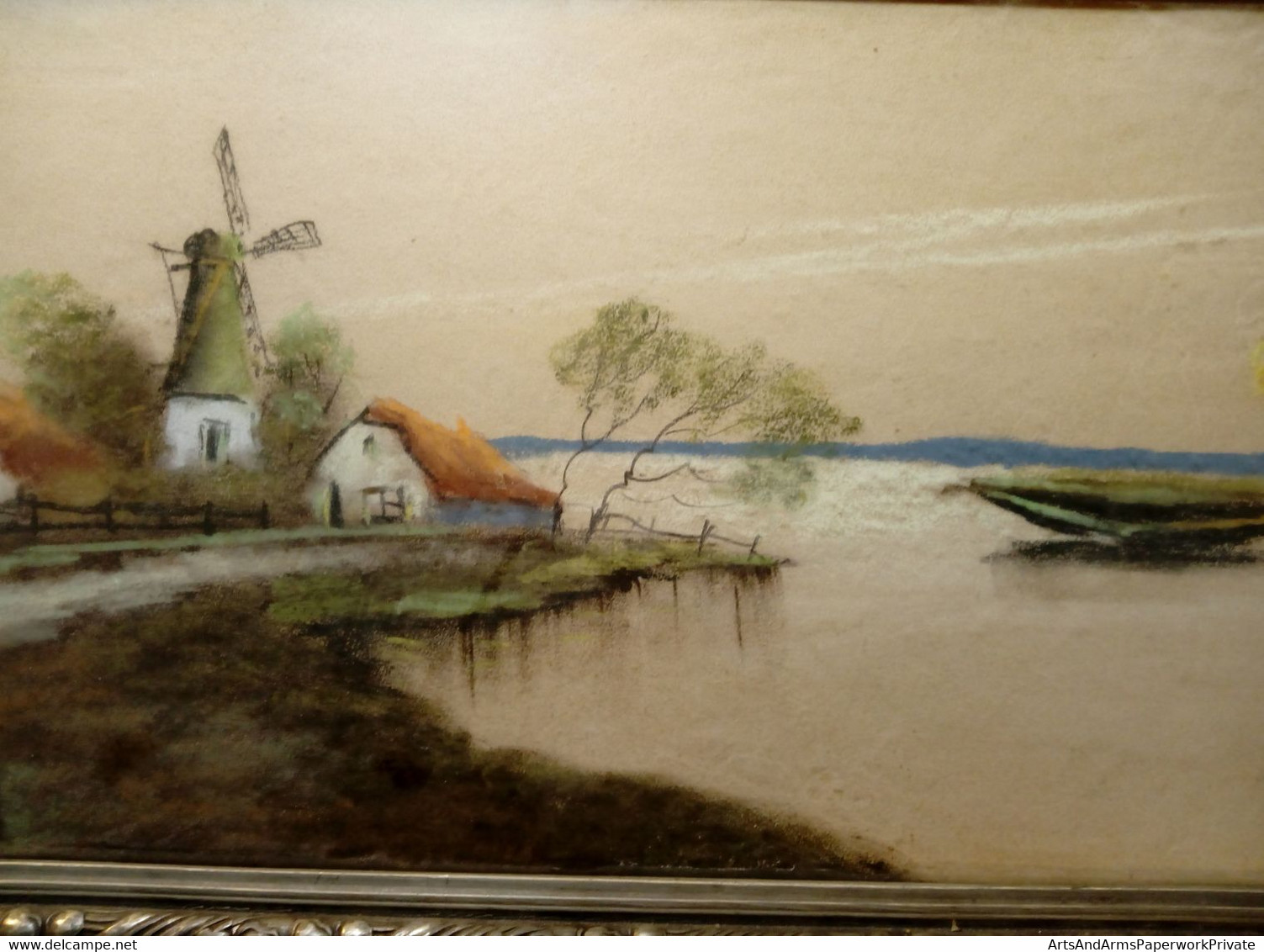 Dessin Au Pastel, Paysage Hollandais, Santen/ Pastel Drawing, Dutch Landscape, Santen - Pastel