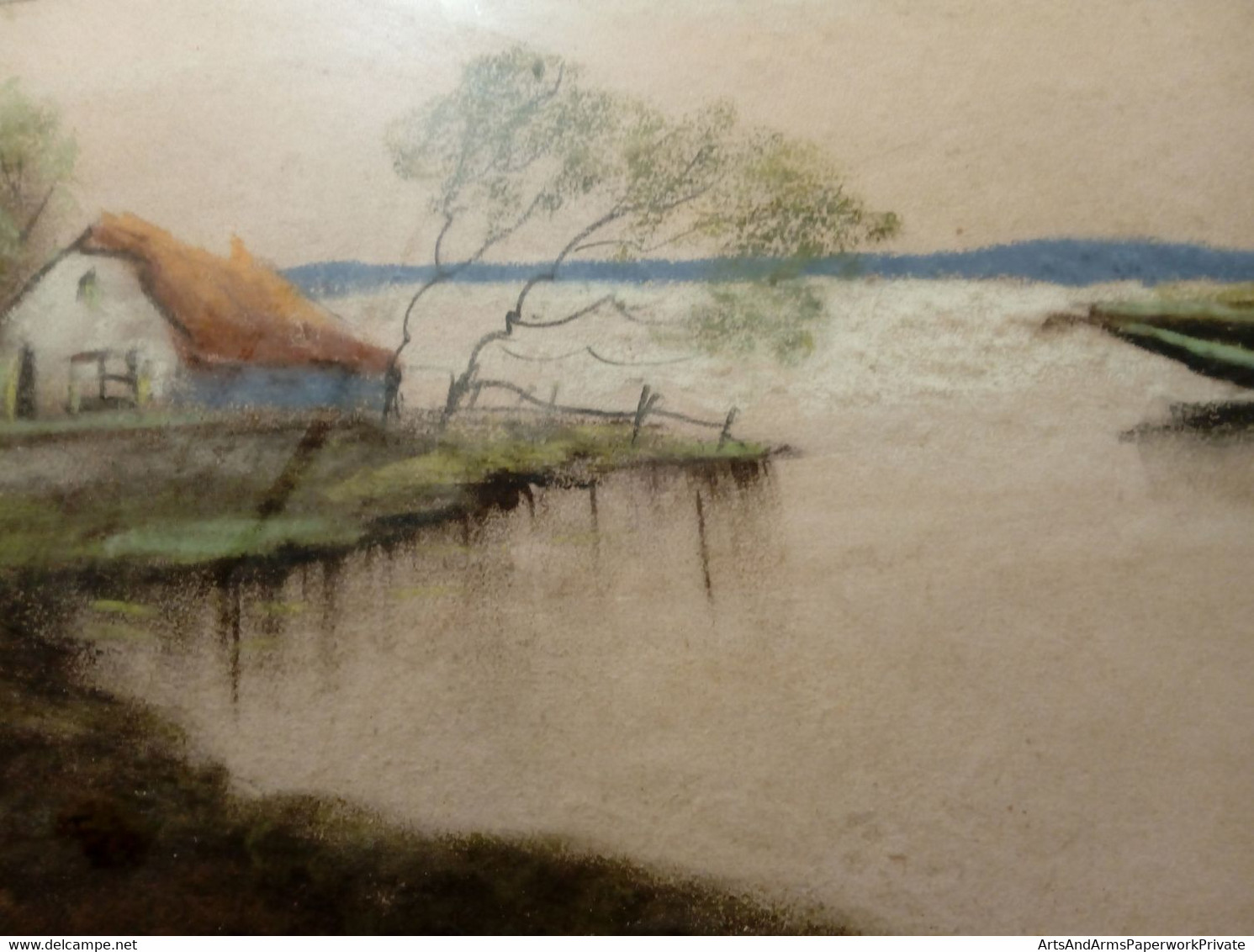 Dessin au pastel, paysage hollandais, Santen/ Pastel drawing, Dutch landscape, Santen