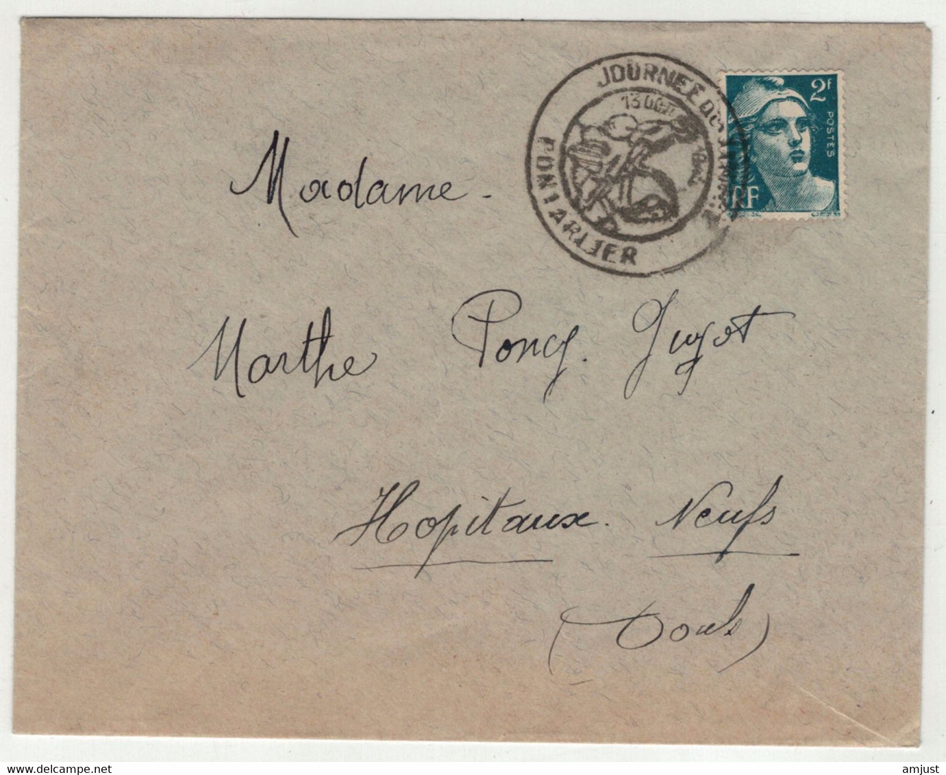 France // 1945-1949 // Pontarlier, Journée Du Timbre - Lettres & Documents