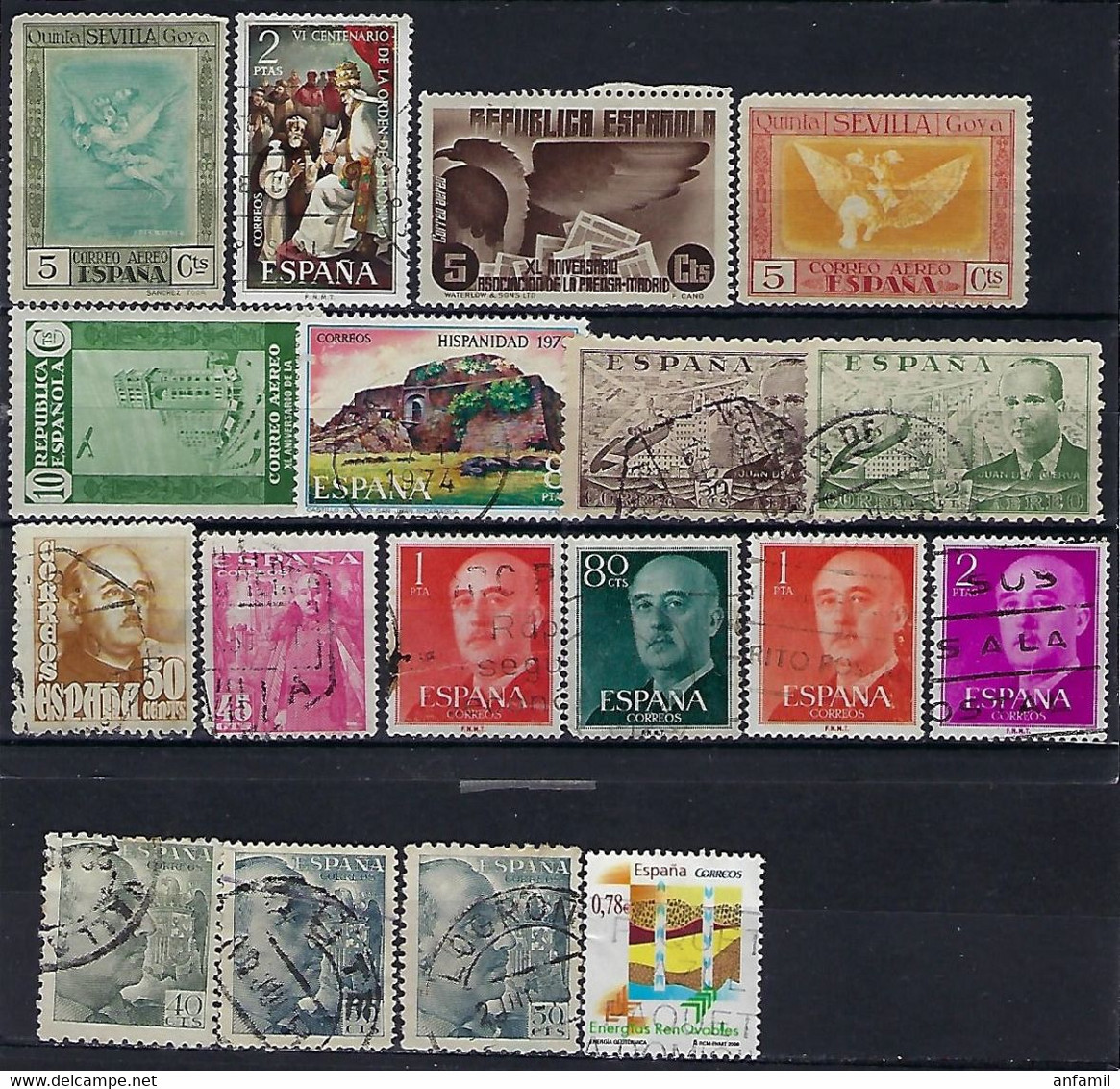 Spain, Selection Of 18 Old Used Stamps - Oblitérés