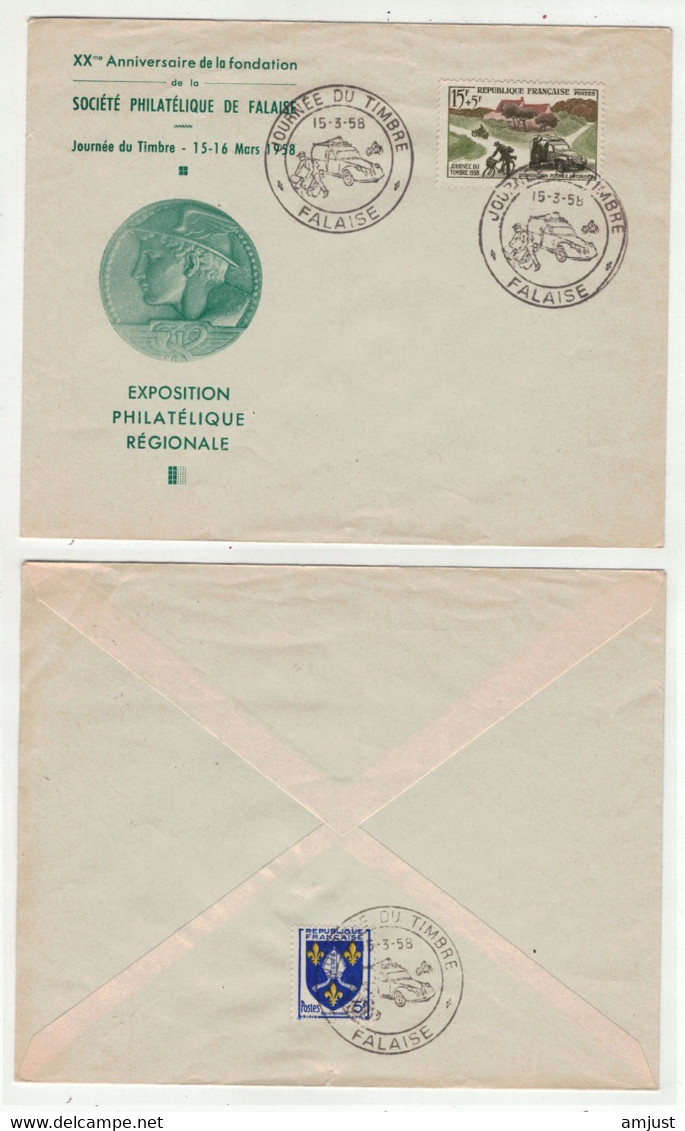 France // 1950-1959 // Lettre Journée Du Timbre à Falaise 1958 - Briefe U. Dokumente