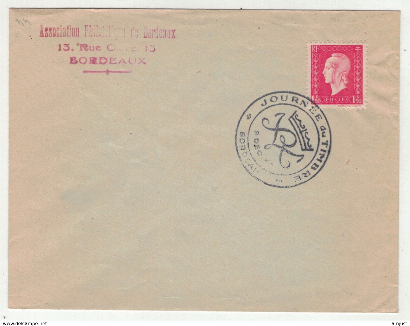 France // 1945-1949 // Lettre Journée Du Timbre à Bordeaux 1946 - Storia Postale