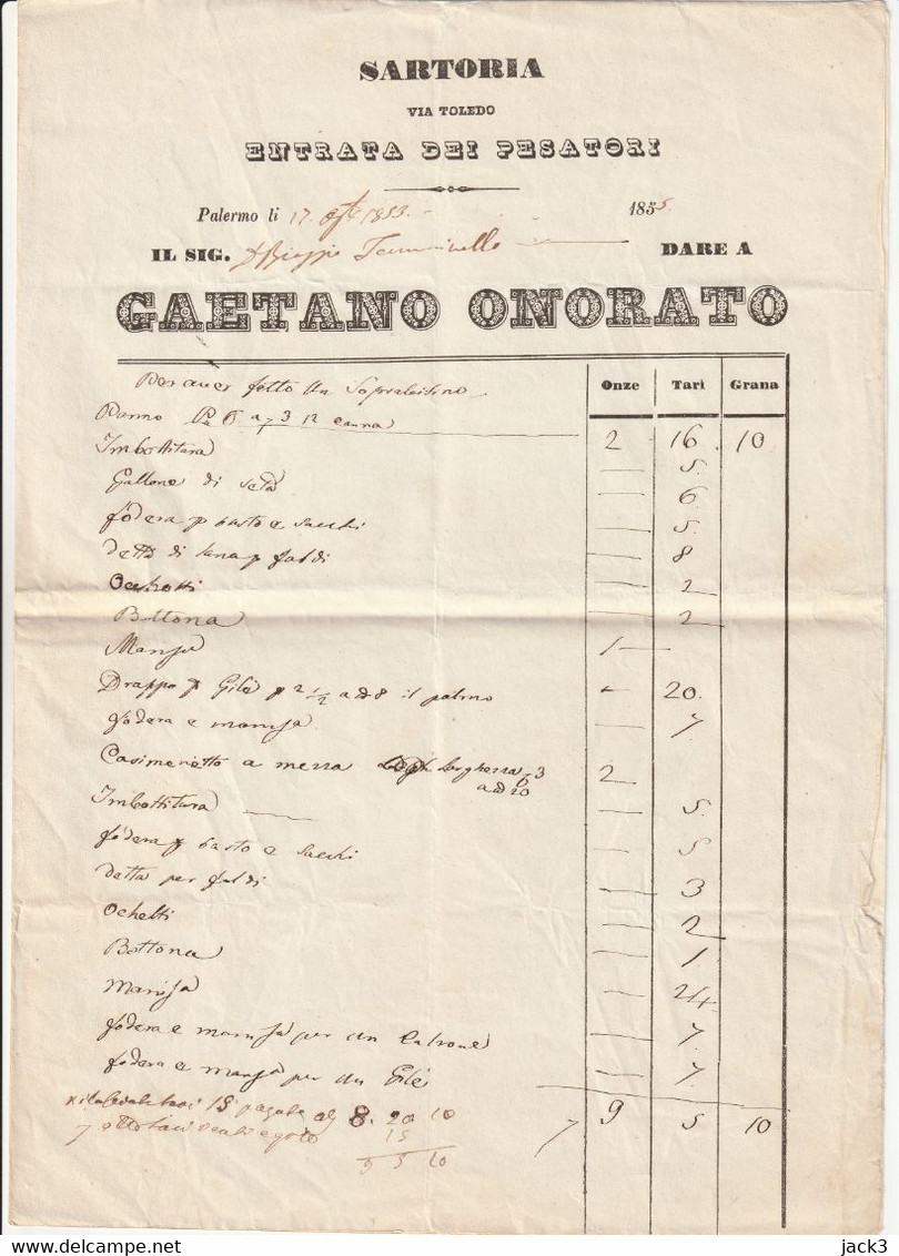 Fattura - Palermo - 1893 - Italia