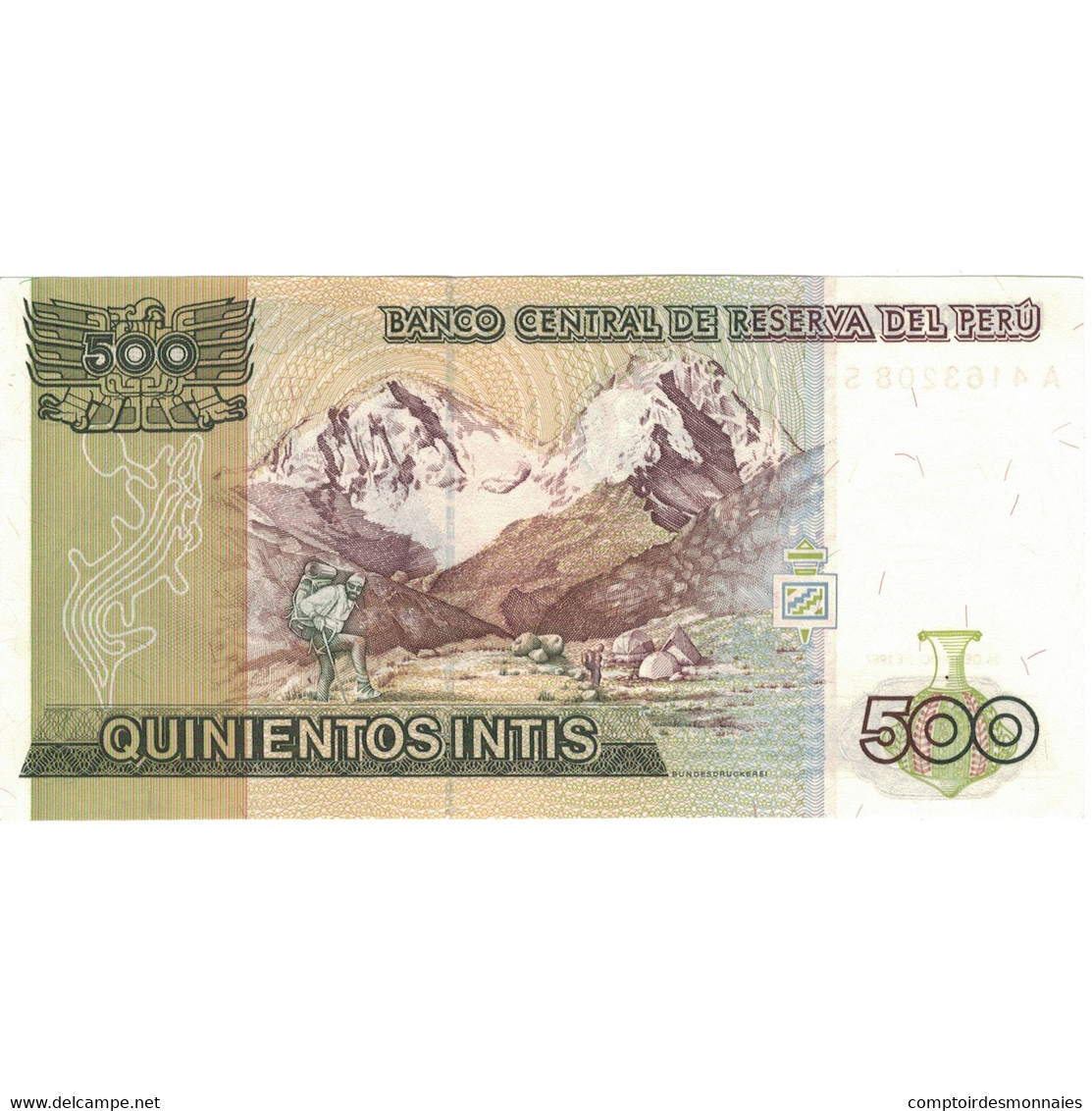 Billet, Pérou, 500 Intis, 1987-06-26, KM:134b, SPL - Peru