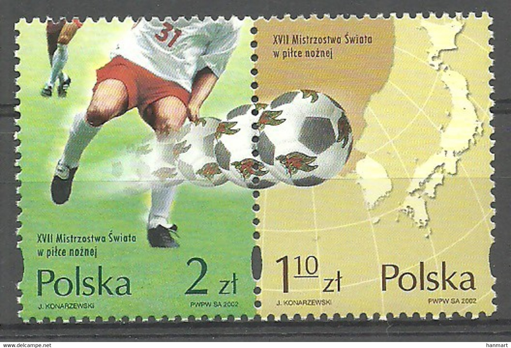 Poland 2002 Mi 3978-3979 Fi 3828-3829 MNH  (ZE4 PLDpar3978-3979) - 2002 – South Korea / Japan