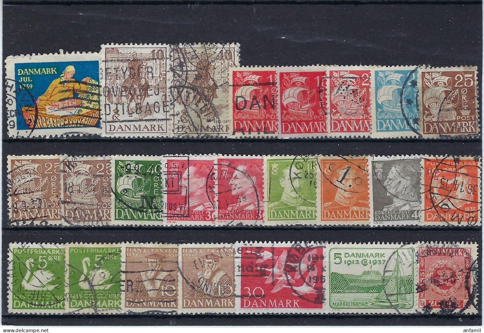 Denmark, 1926, 1936,1937,1942, 1961, Selection Of 24 Old Stamps Used - Verzamelingen