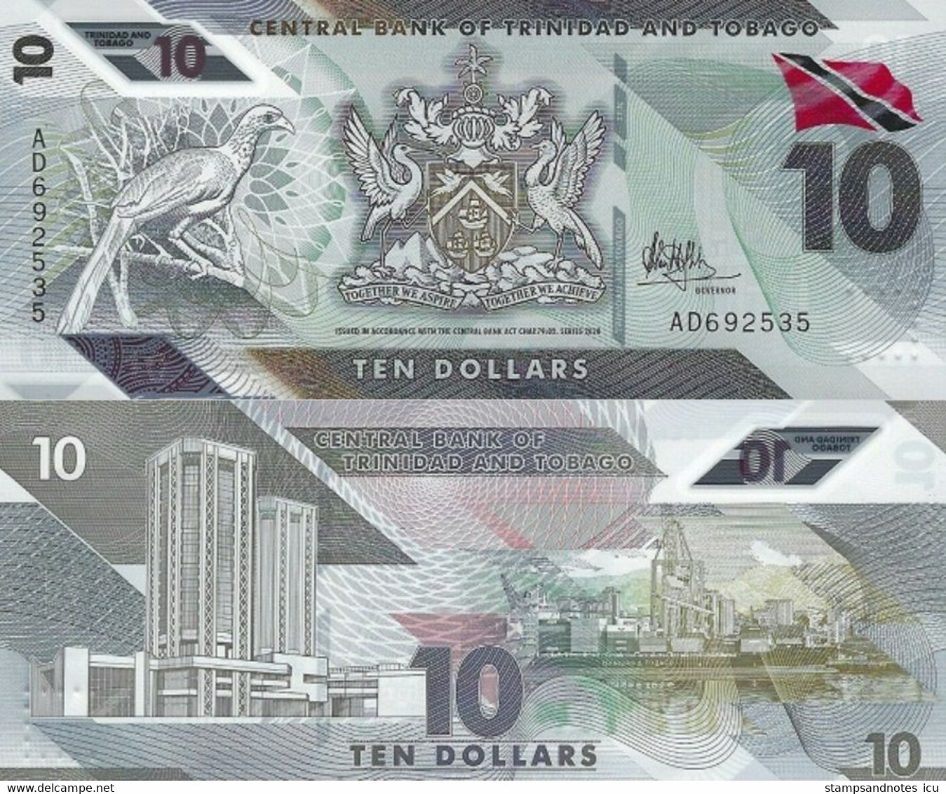 TRINIDAD AND TOBAGO 10 Dollars 2020 P NEW UNC Polymer - Trinidad & Tobago