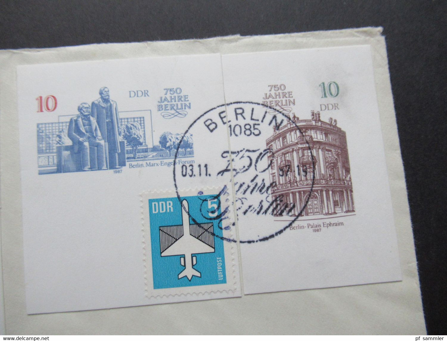 DDR 1987 Einschreiben Reko Berlin ZPF Nach Lenting Frankiert Mit Ganzsachenausschnitten Und SST Berlin 750 Jahre - Covers & Documents